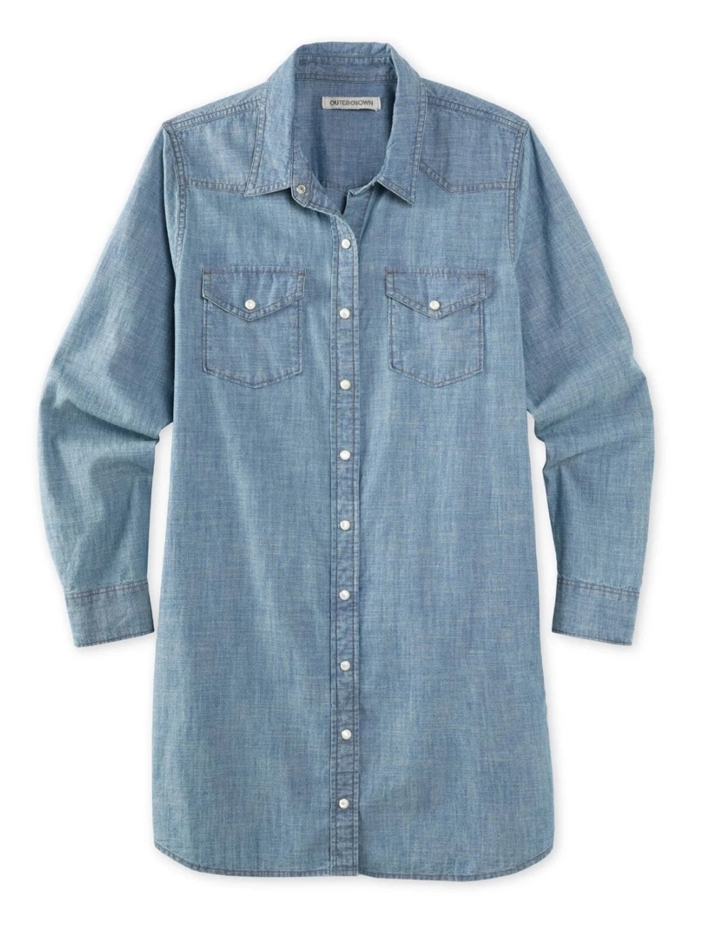 Outerknown Chambray Shirt Dress with Pearl Snap Buttons Size M